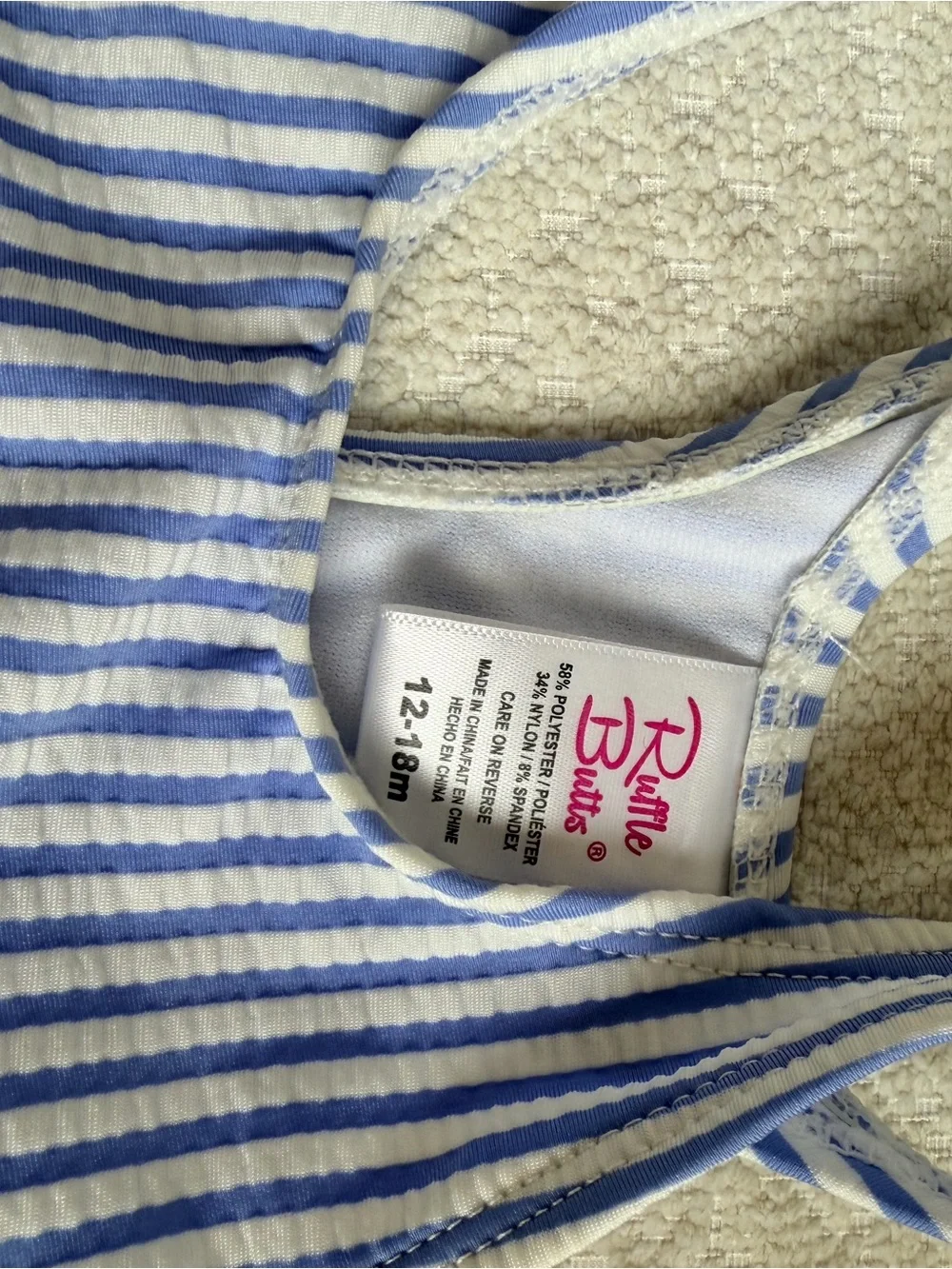 Ruffle Butts Blue & White Striped Ruffle Tankini Set